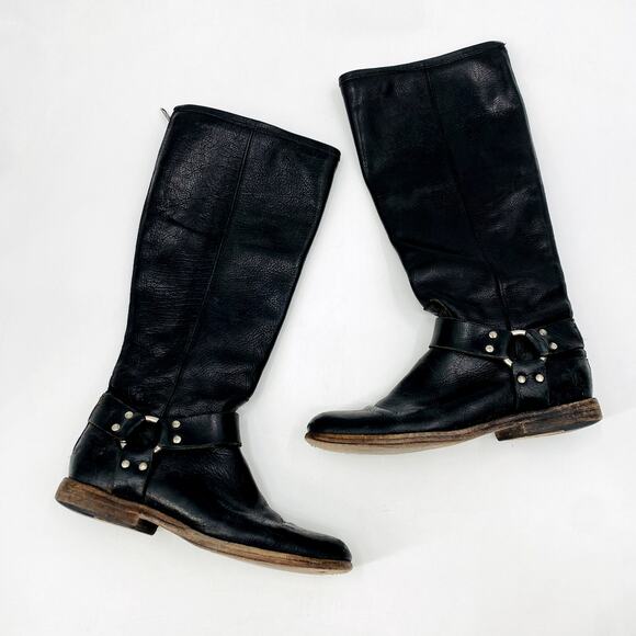 Frye Black Leather Calf Riding Boots - Picture 1 of 7